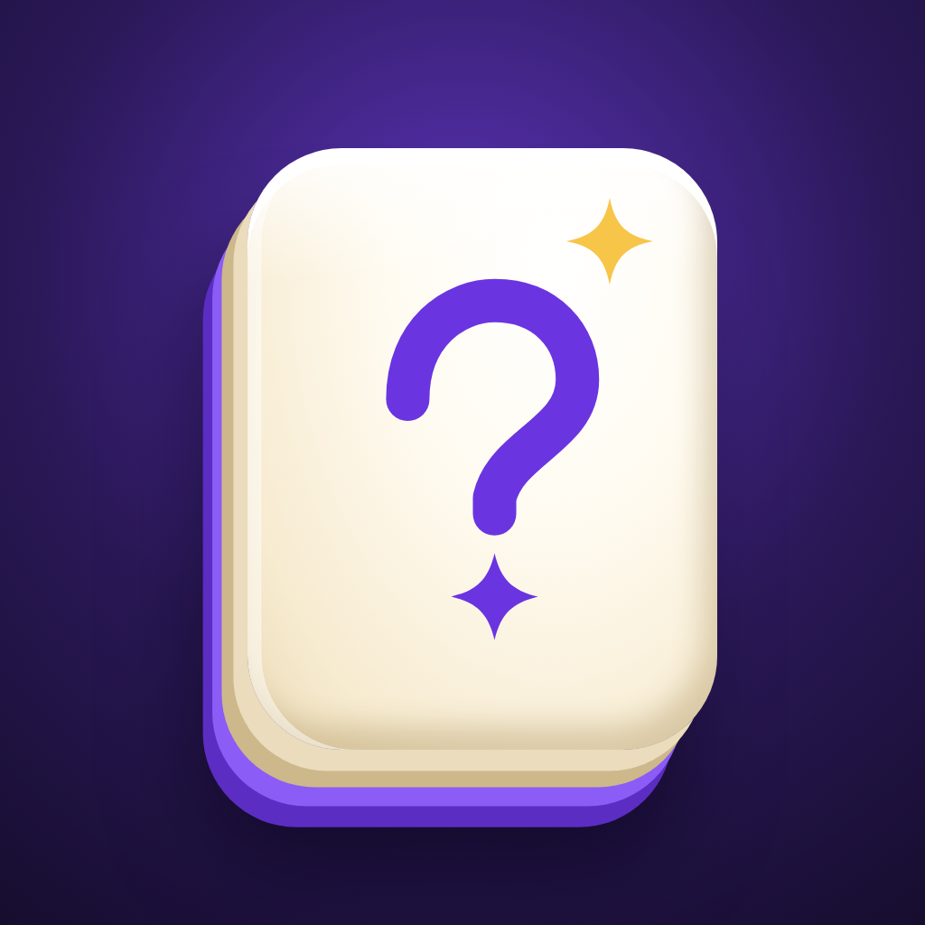 The app icon: a question mark on an ivory tile