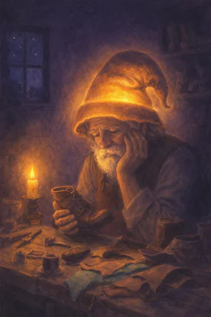 A painting of put on your thinking cap, from its spell card.