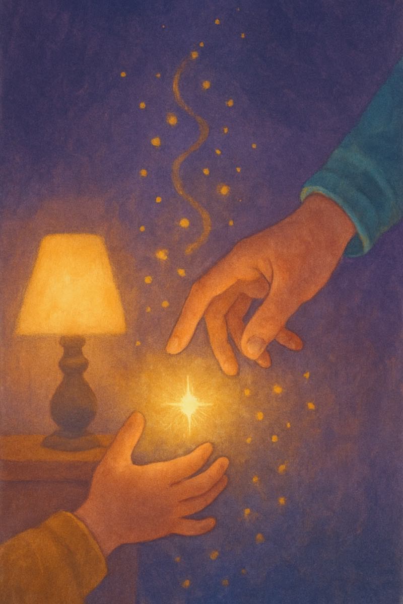 A painting of say please, from its spell card.
