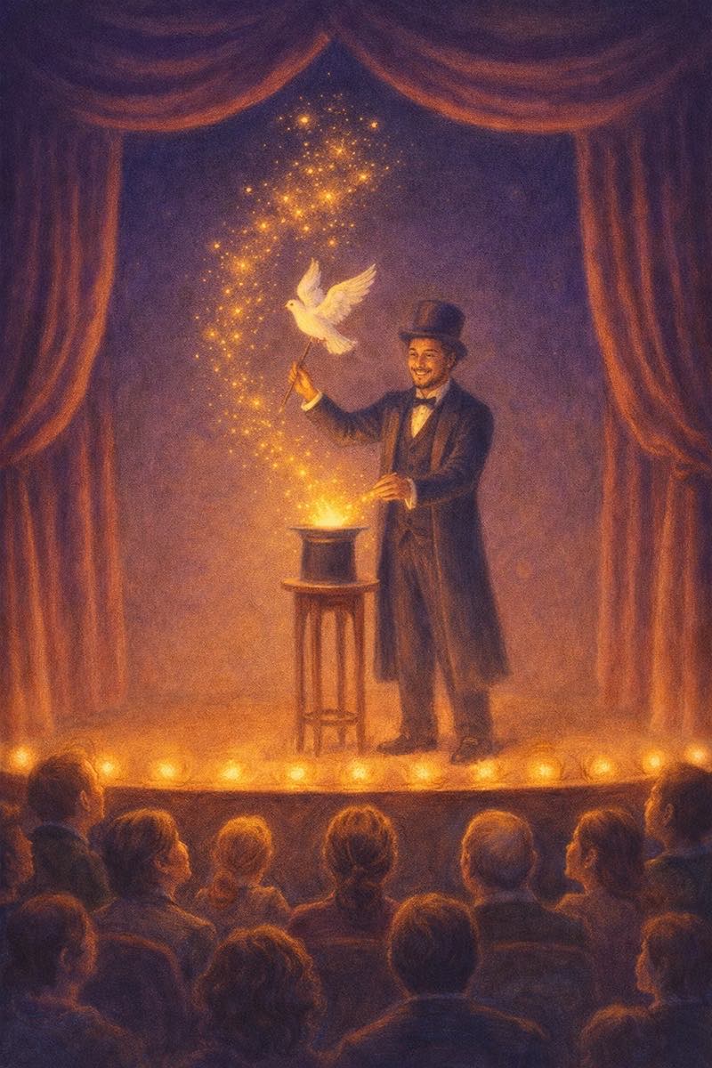 A painting of say the magic word, from its spell card.